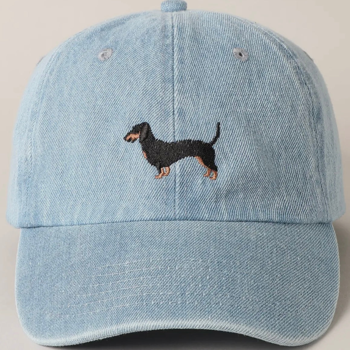 Dachshund Dog Embroidered Denim Baseball Cap