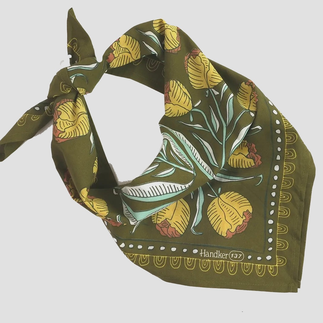 Handker Bandana 100% Organic Cotton 22" x 22"