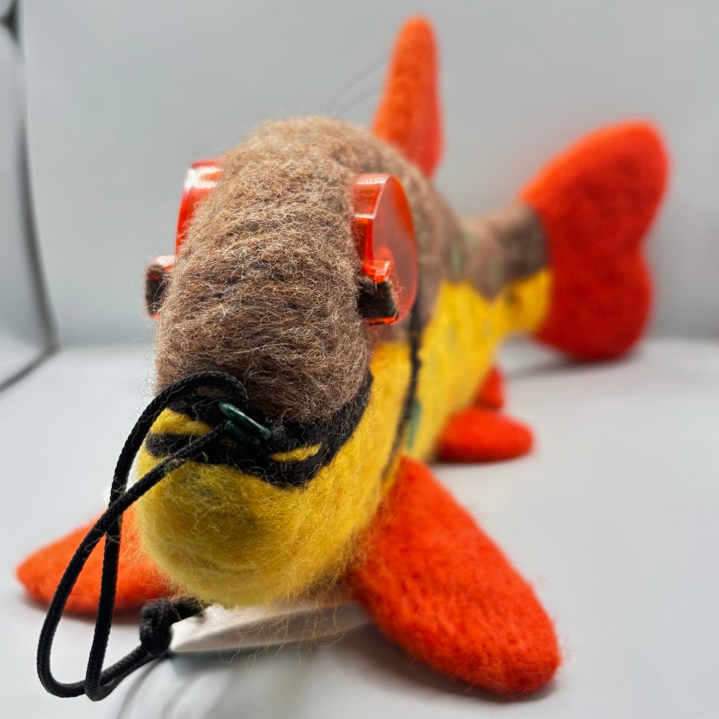 Needle Felting Trout with Goggles - Handmade in Tellico Plains, TN
