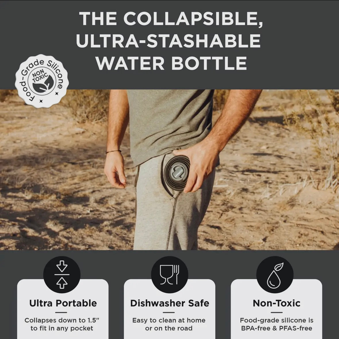HYDAWAY Collapsible Water Bottle - 25oz