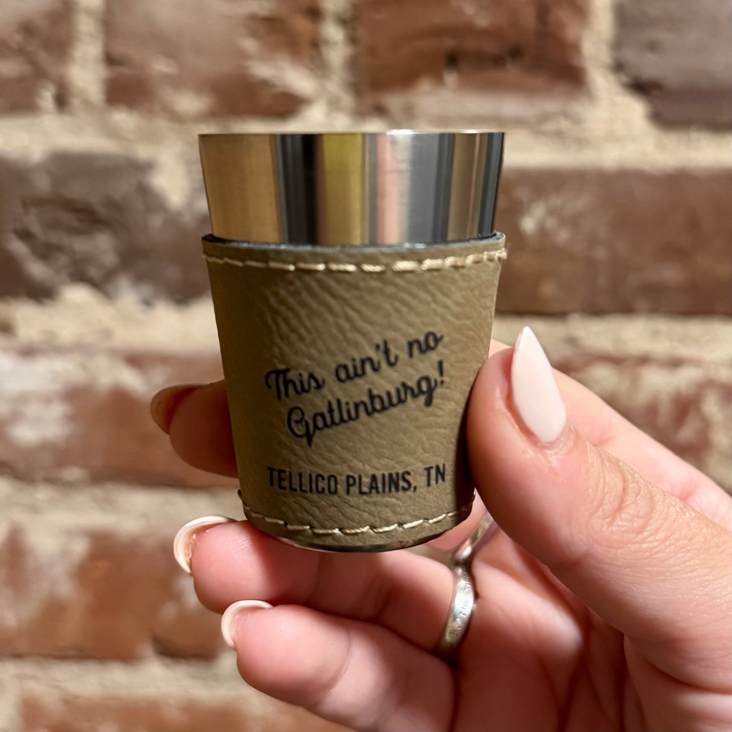 Engraved Leatherette Shot Glass 2oz