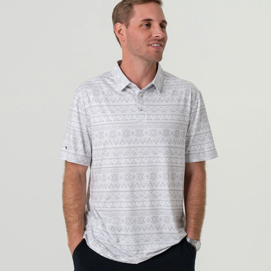Burlebo Performance Polo in Grey Aztec