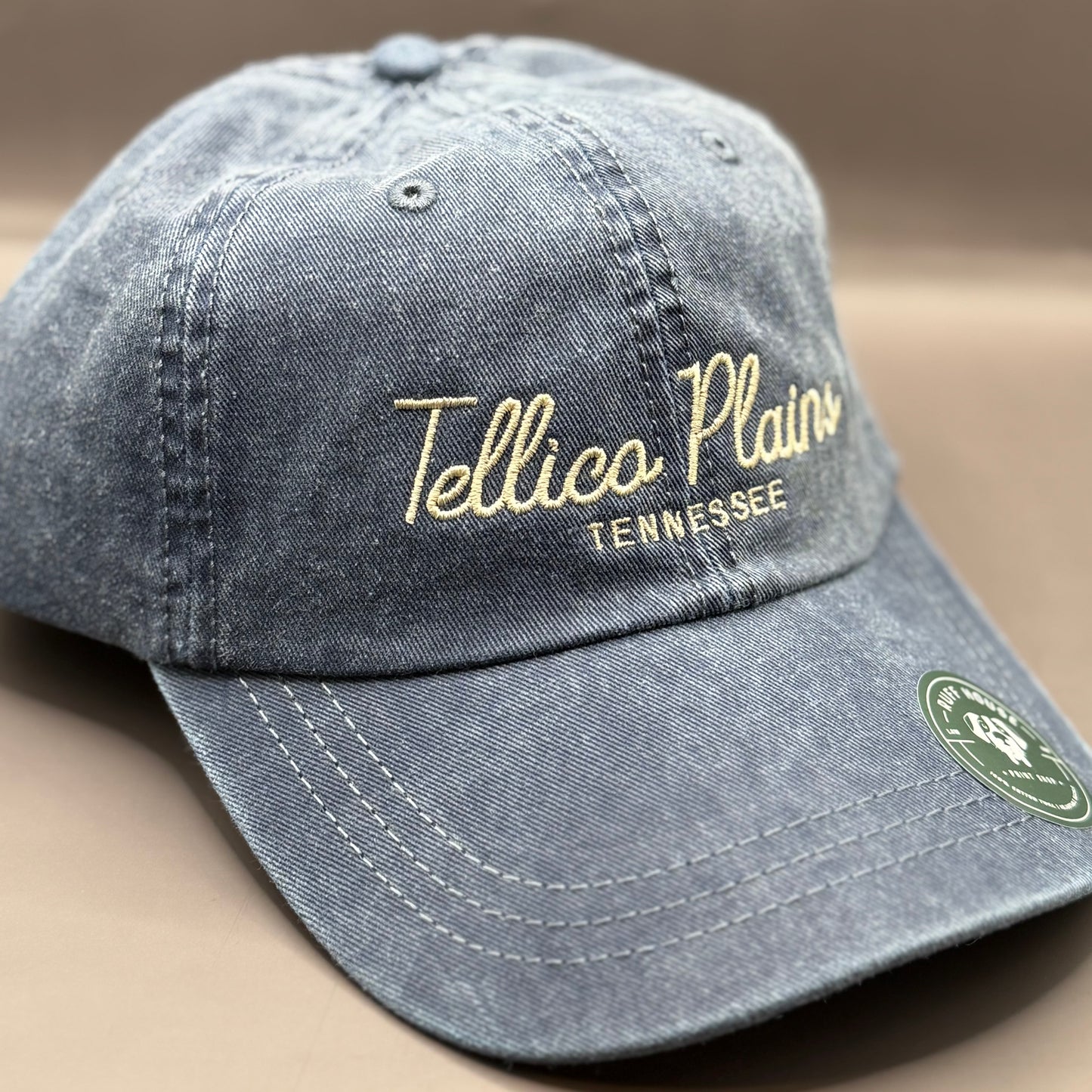 Tellico Plains Straight Script Baseball Hat in Deep Blue