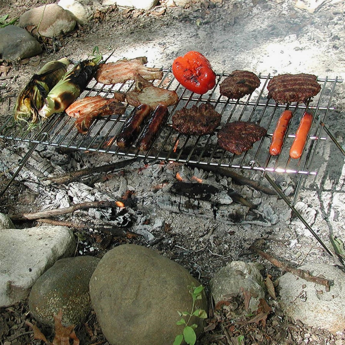 Rome Outdoor Cookware Pioneer Folding Camp Grill, Chrome-Plated Steel