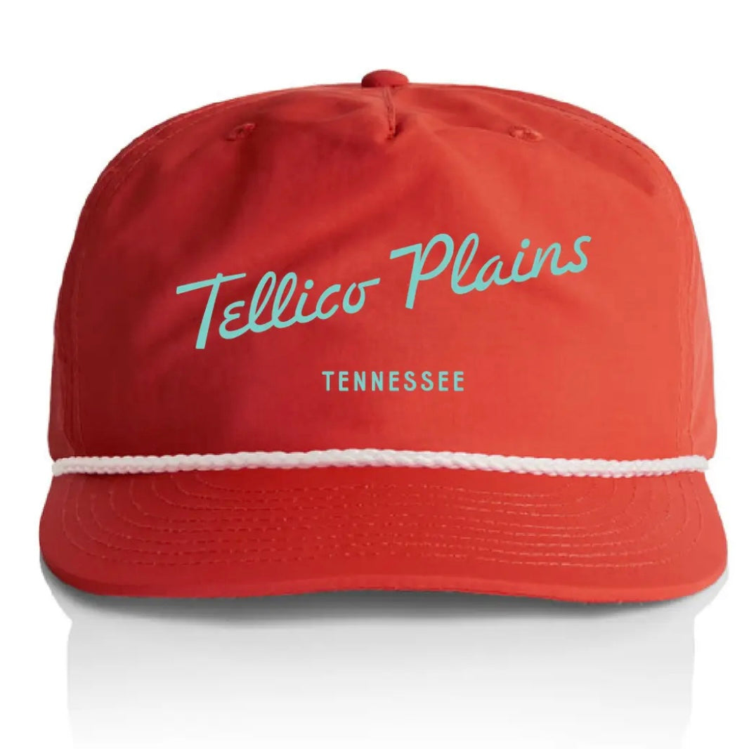 Tellico Plains, Tennessee Nylon Rope Hat - fire/seaglass