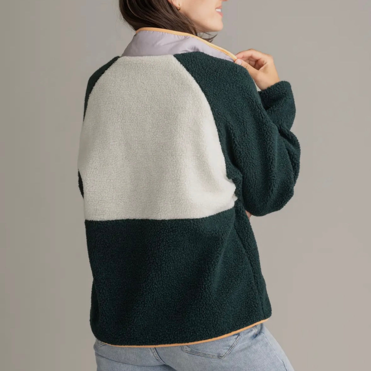 LIV Outdoor Women's Tara Quarter Snap Berber Pullover in Ponderosa Pine Mix