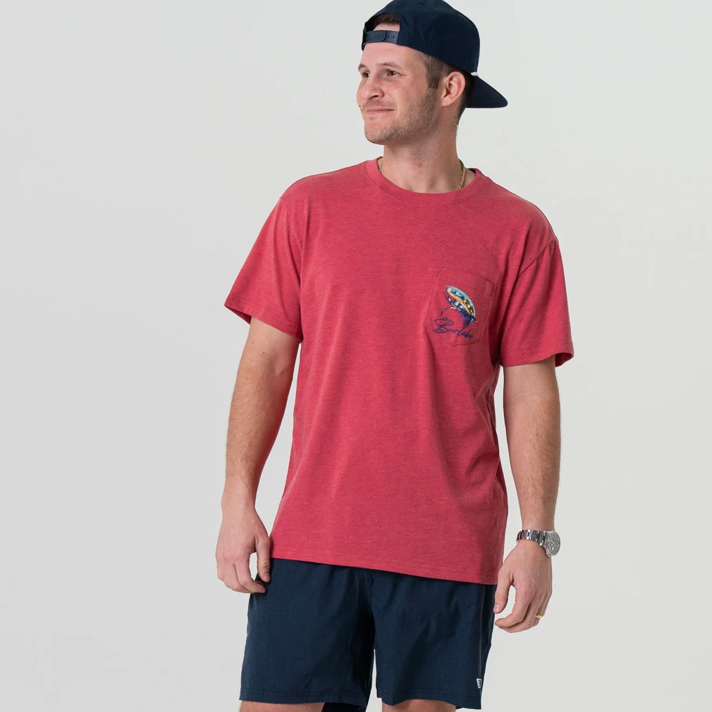Burlebo Short Sleeve T Shirt Big Fly - Heather Crimson