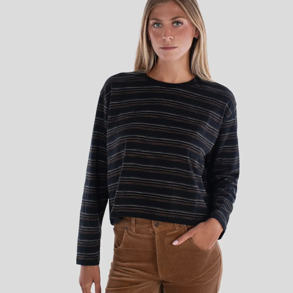 Jetty Barque Stripe Tee - Black