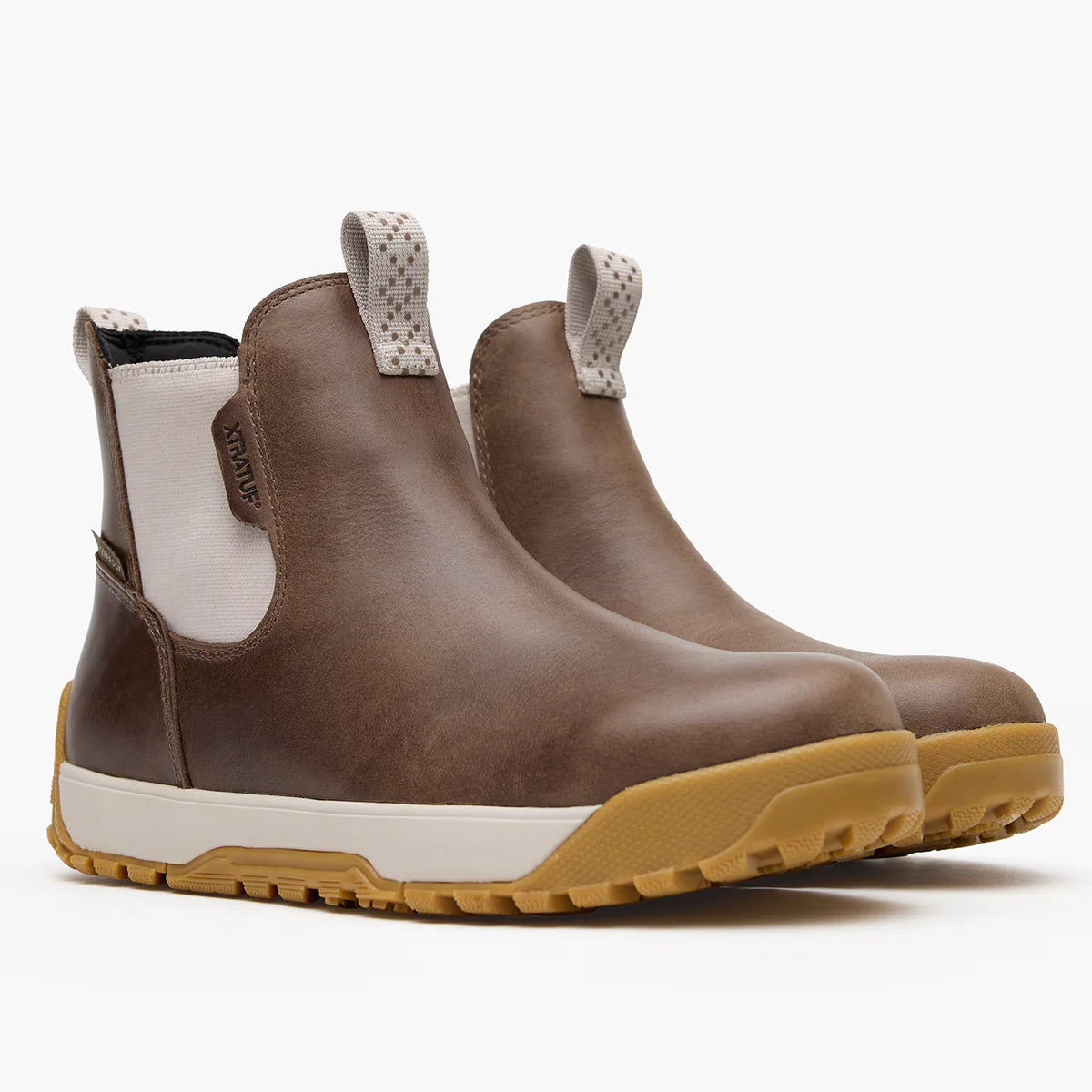 XTRATUF Women's Waterproof Leather Ankle Deck Boot in Fossil/Stone