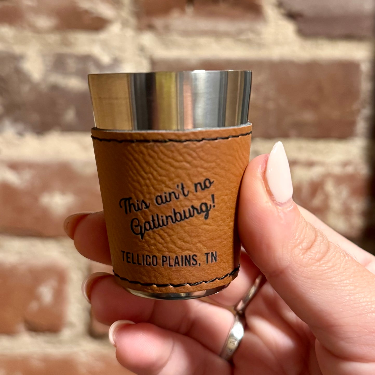 Engraved Leatherette Shot Glass 2oz