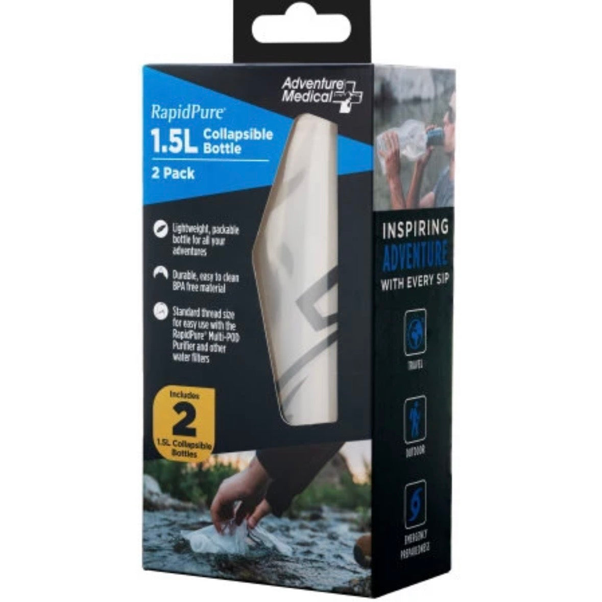 Adventure Medical RapidPure 1.5L Collapsible Bottle - 2 Pack