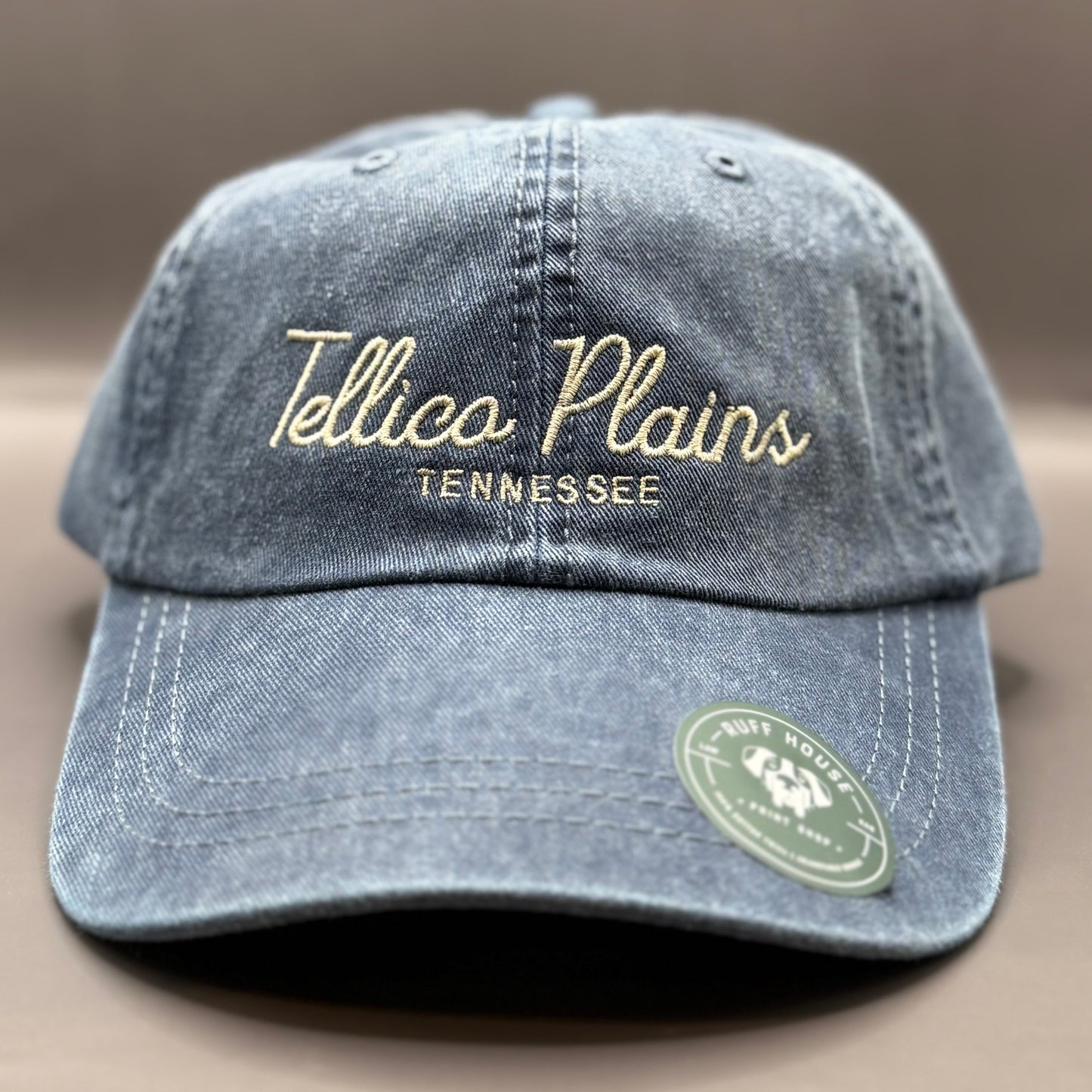 Tellico Plains Straight Script Baseball Hat in Deep Blue