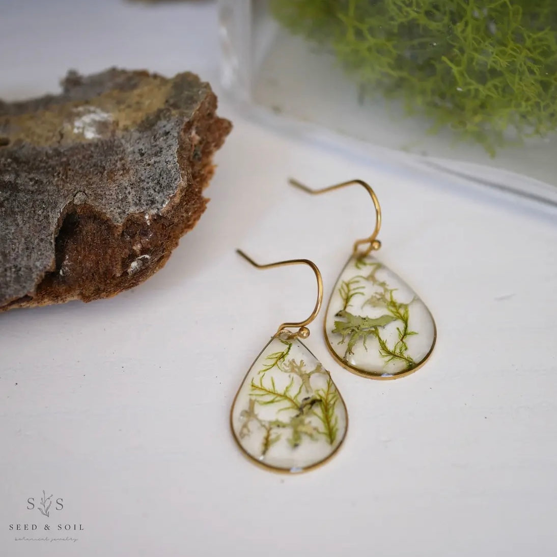 Seed & Soil Mossy Teardrop Dangles
