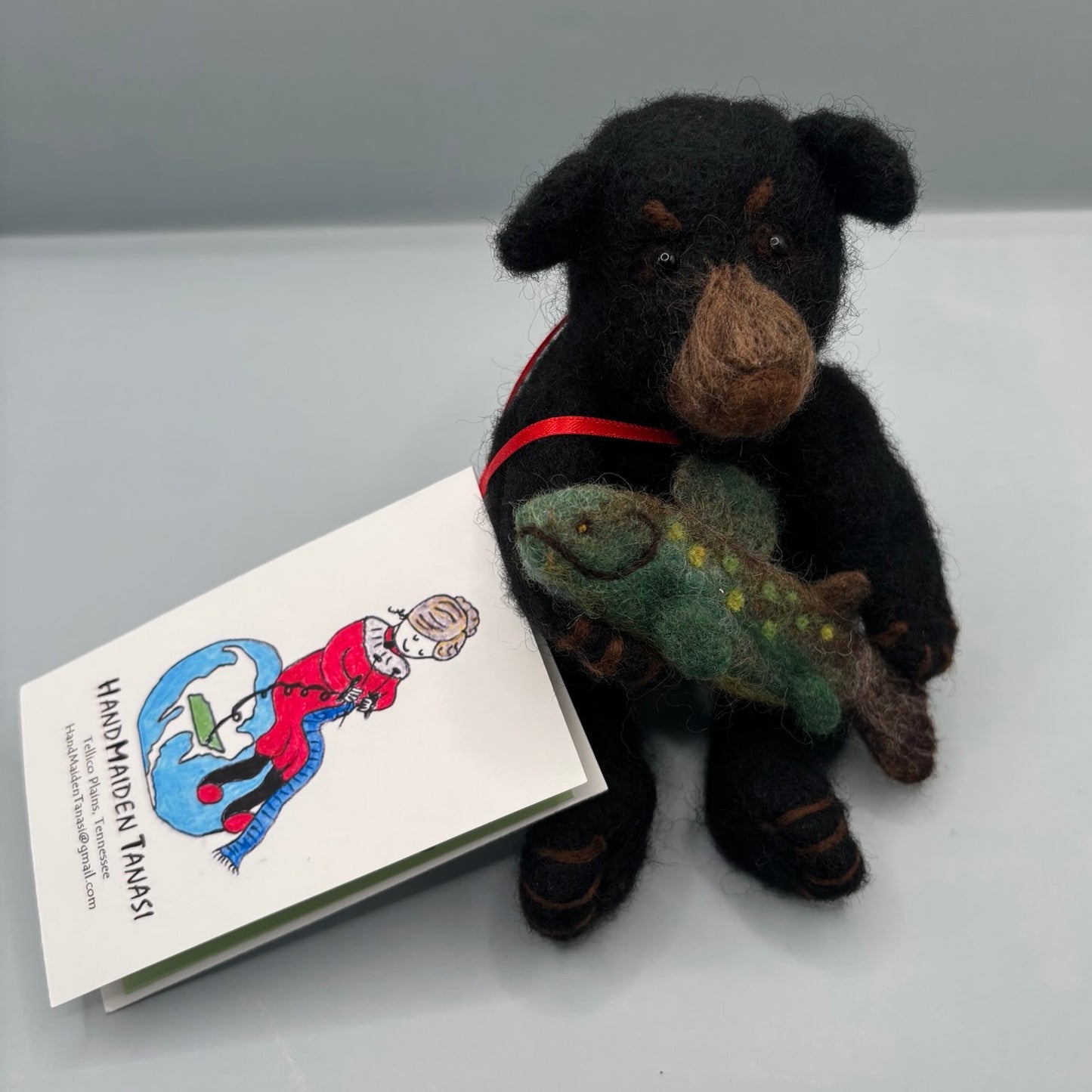 Needle Felting Bear with Trout - Handmade in Tellico Plains, TN