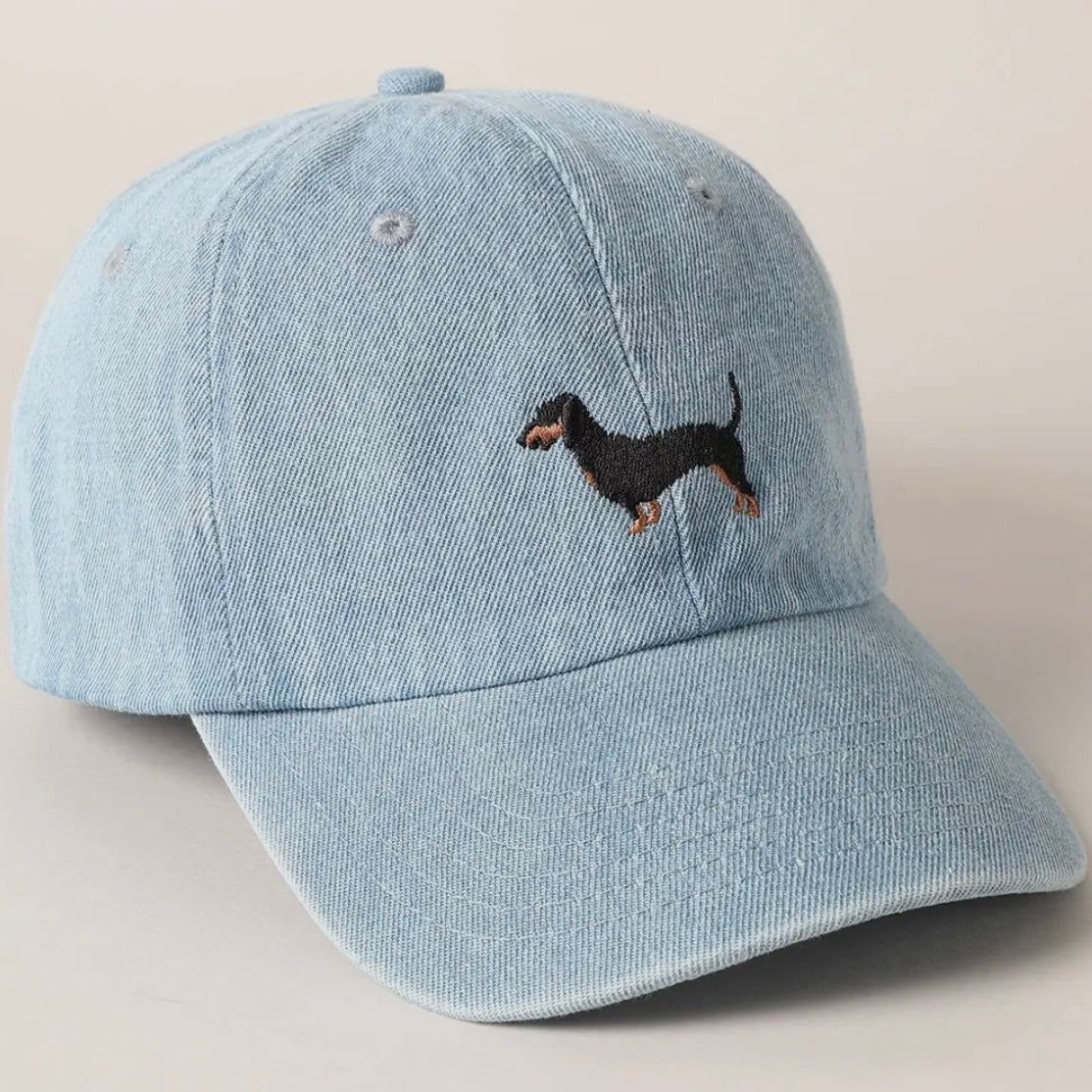 Dachshund Dog Embroidered Denim Baseball Cap