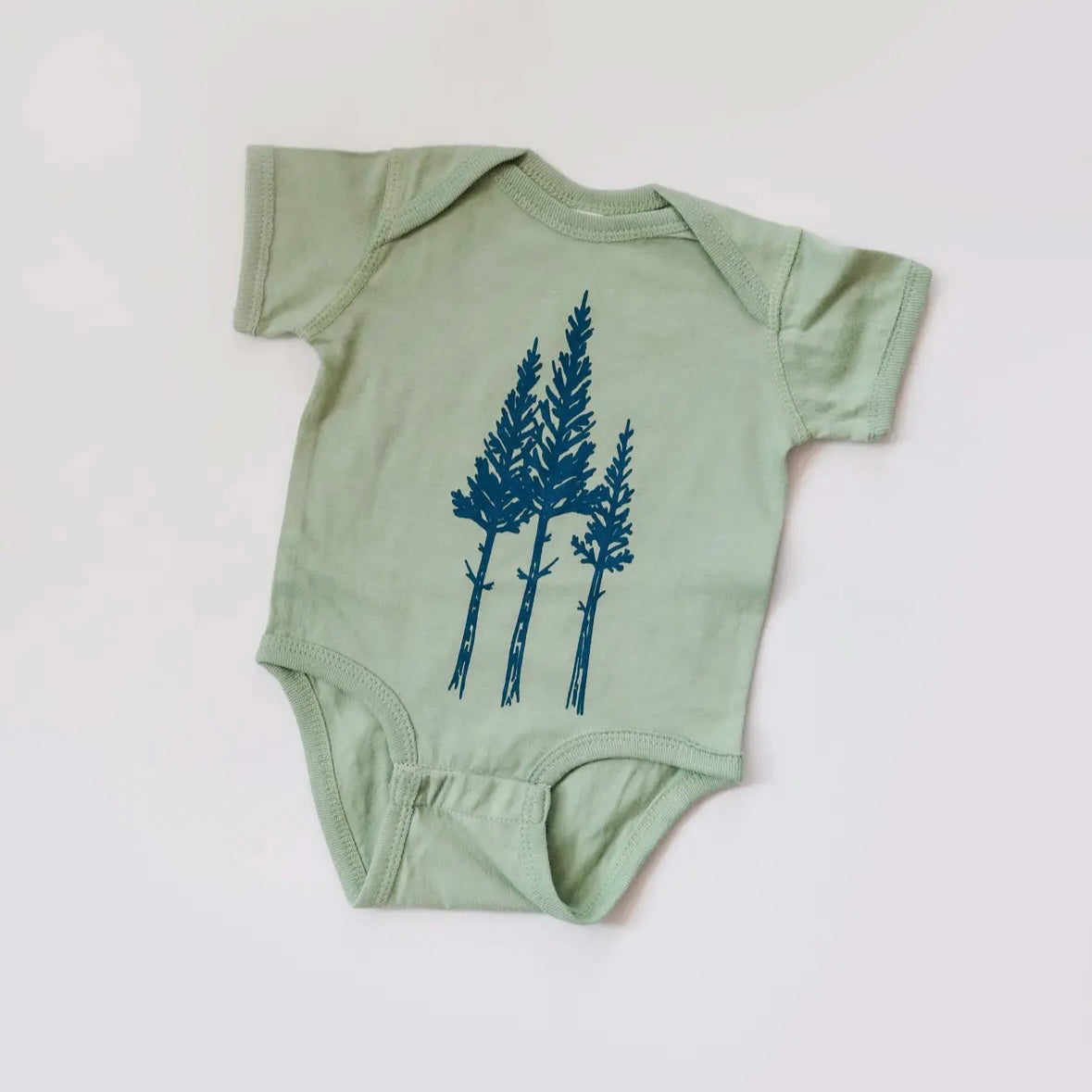 Rustic Three Tree Onesie-Sage