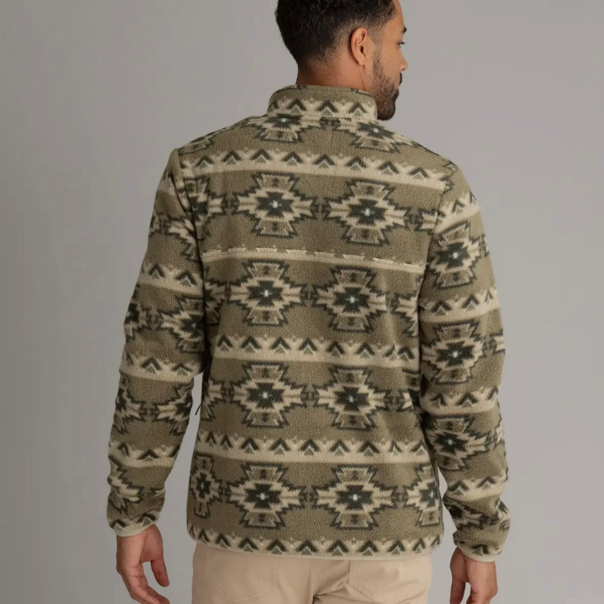 LIV Outdoor Men's Subzero 1/2 Zip Heavy Fleece Pullover in Burnt Olive Kismet
