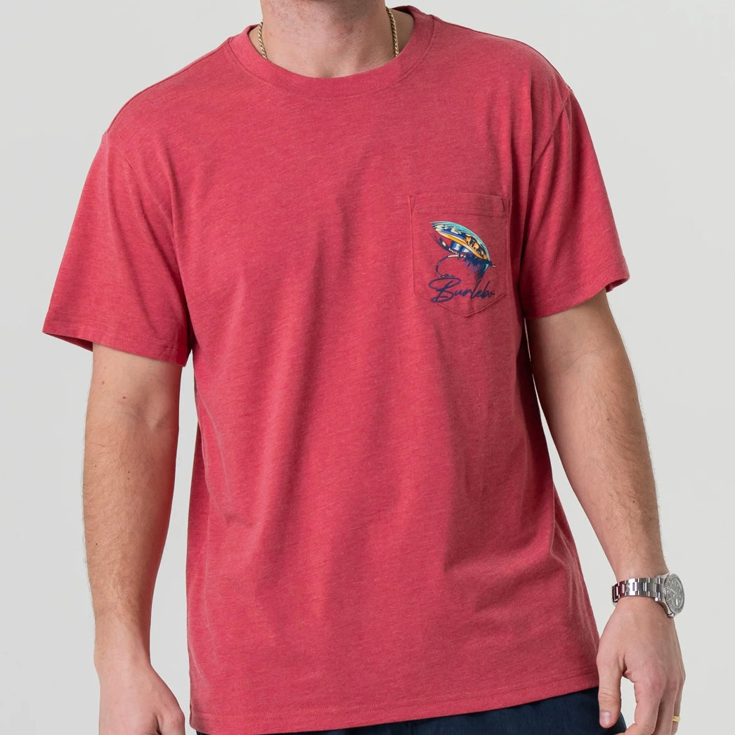 Burlebo Short Sleeve T Shirt Big Fly - Heather Crimson