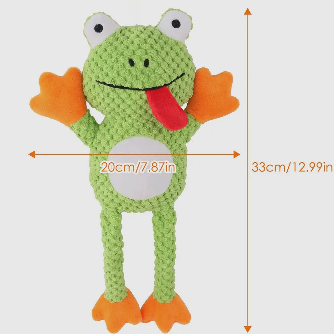 Petkin - Plush Frog Dog Toy with Squeaker