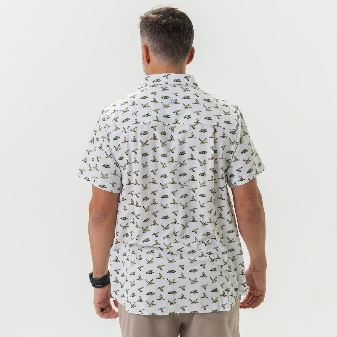 Burlebo Performance Button Up - Flying Mallard Ducks