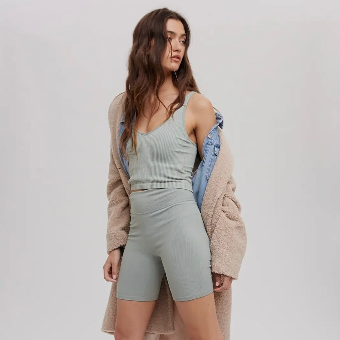Seamless Ribbed Bralette in D.Sage