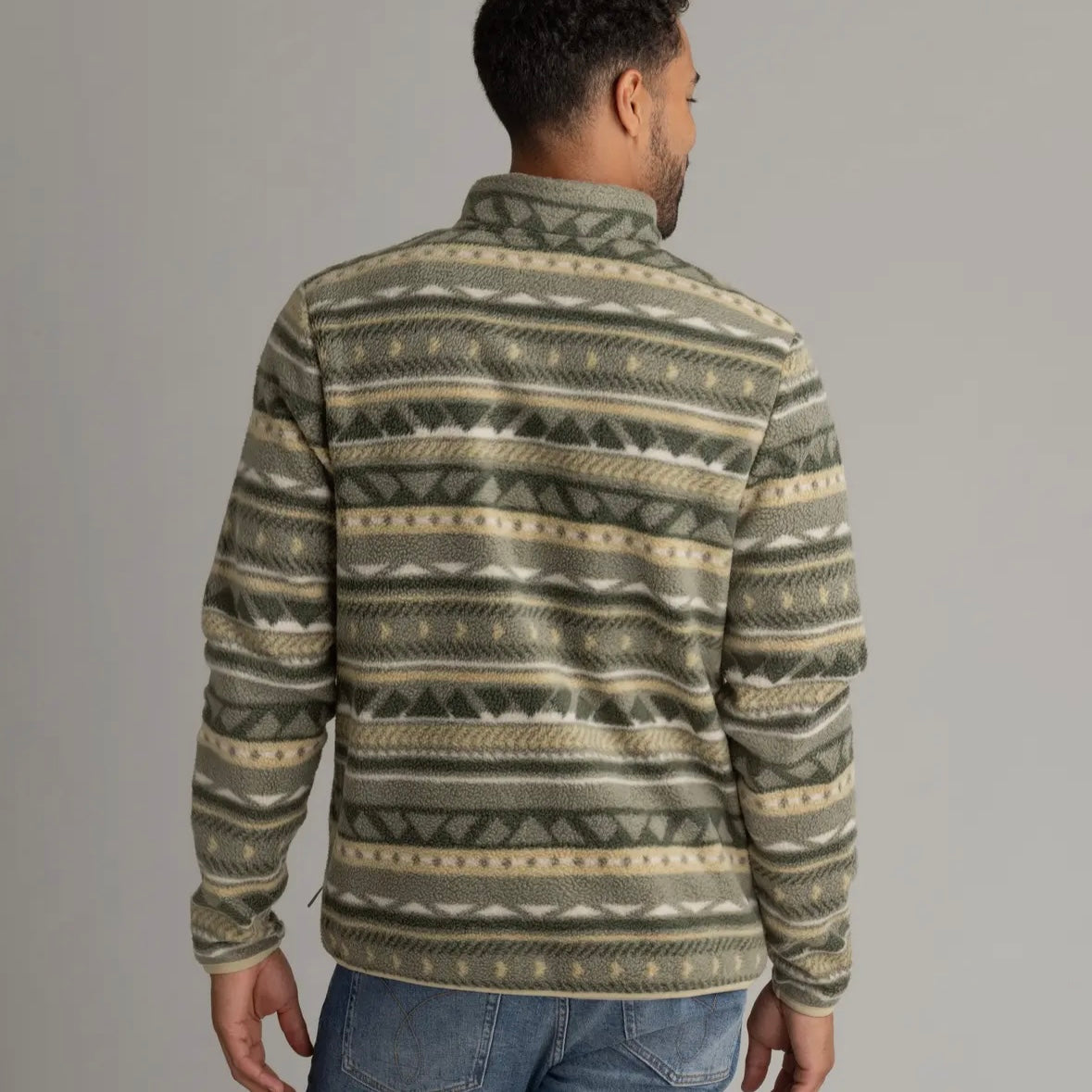 LIV Outdoor Men's Subzero 1/2 Zip Heavy Fleece Pullover in Burnt Olive Kismet