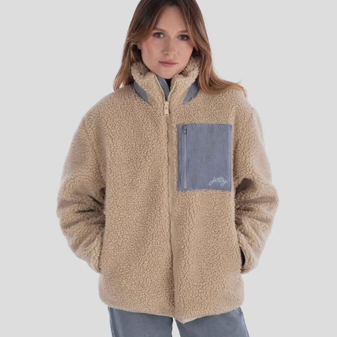 Jetty Cedar High Pile Fleece Jacket - Ivory