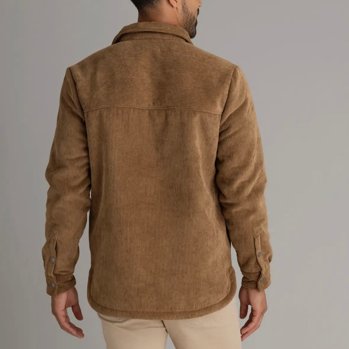LIV Outdoor Men's Remy Sherpa Lined Corduroy Shacket in Sepia