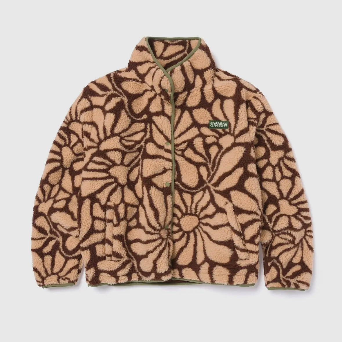 Parks Project Desert Wildflowers High Pile Women's Jacket in Cream and Brown