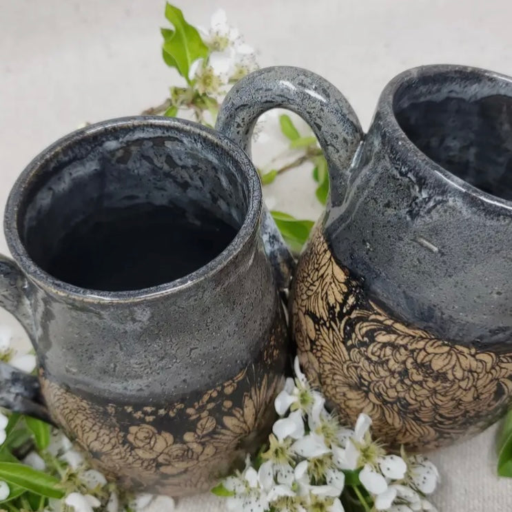 Turtle Hollow Pottery Flower Garden in Snow Storm -Mug