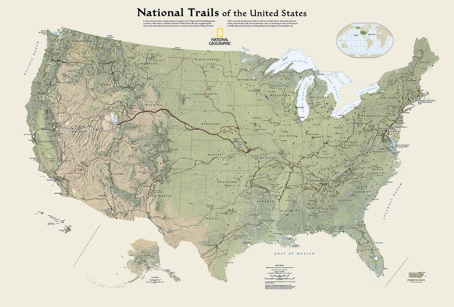 National Geographic National Trails of the United States Map