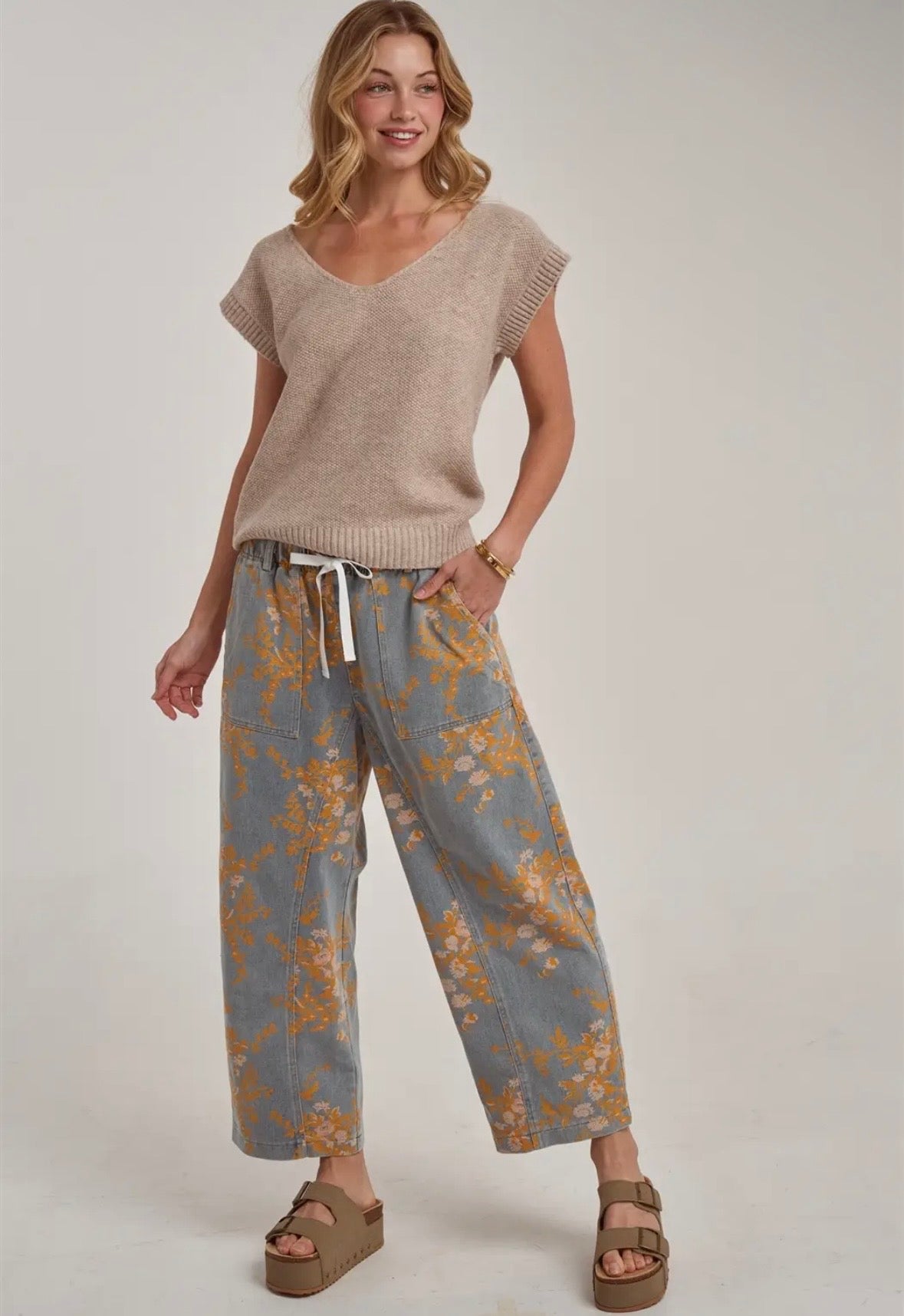 Mid Rise Relaxed Casual Fit Floral Denim