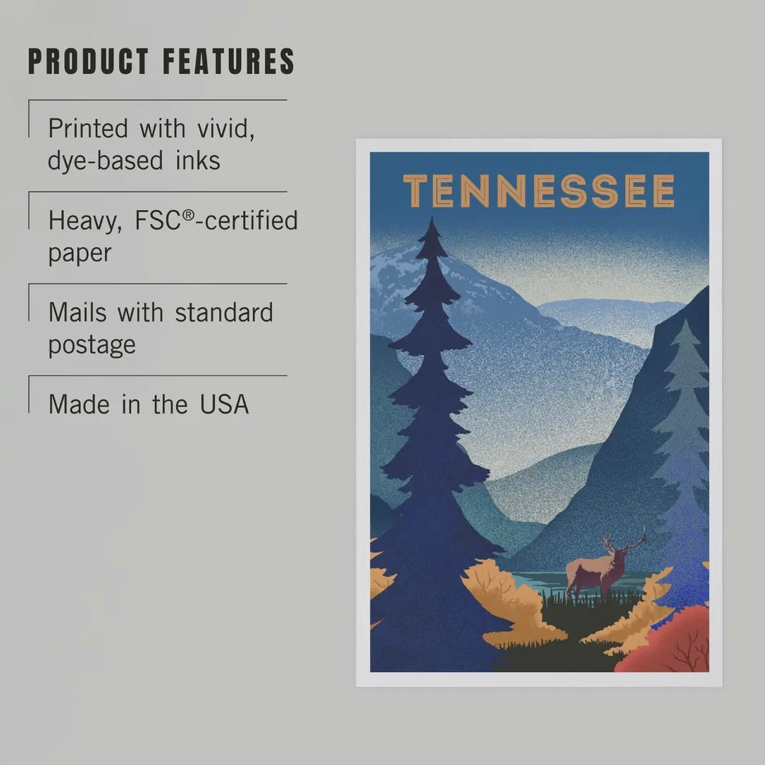 Premium Postcards Tennessee Lithograph Mountain Scene