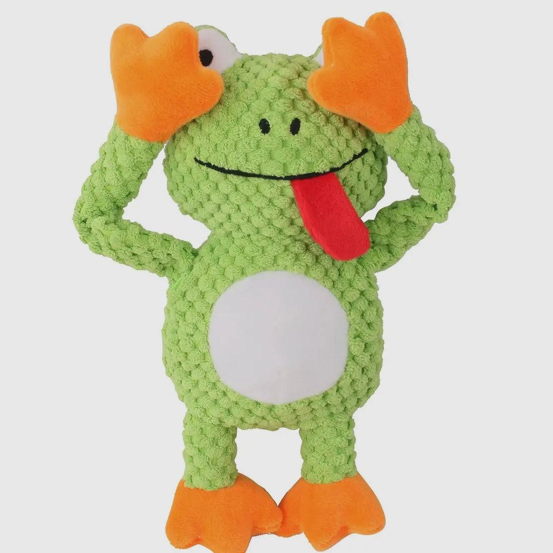 Petkin - Plush Frog Dog Toy with Squeaker