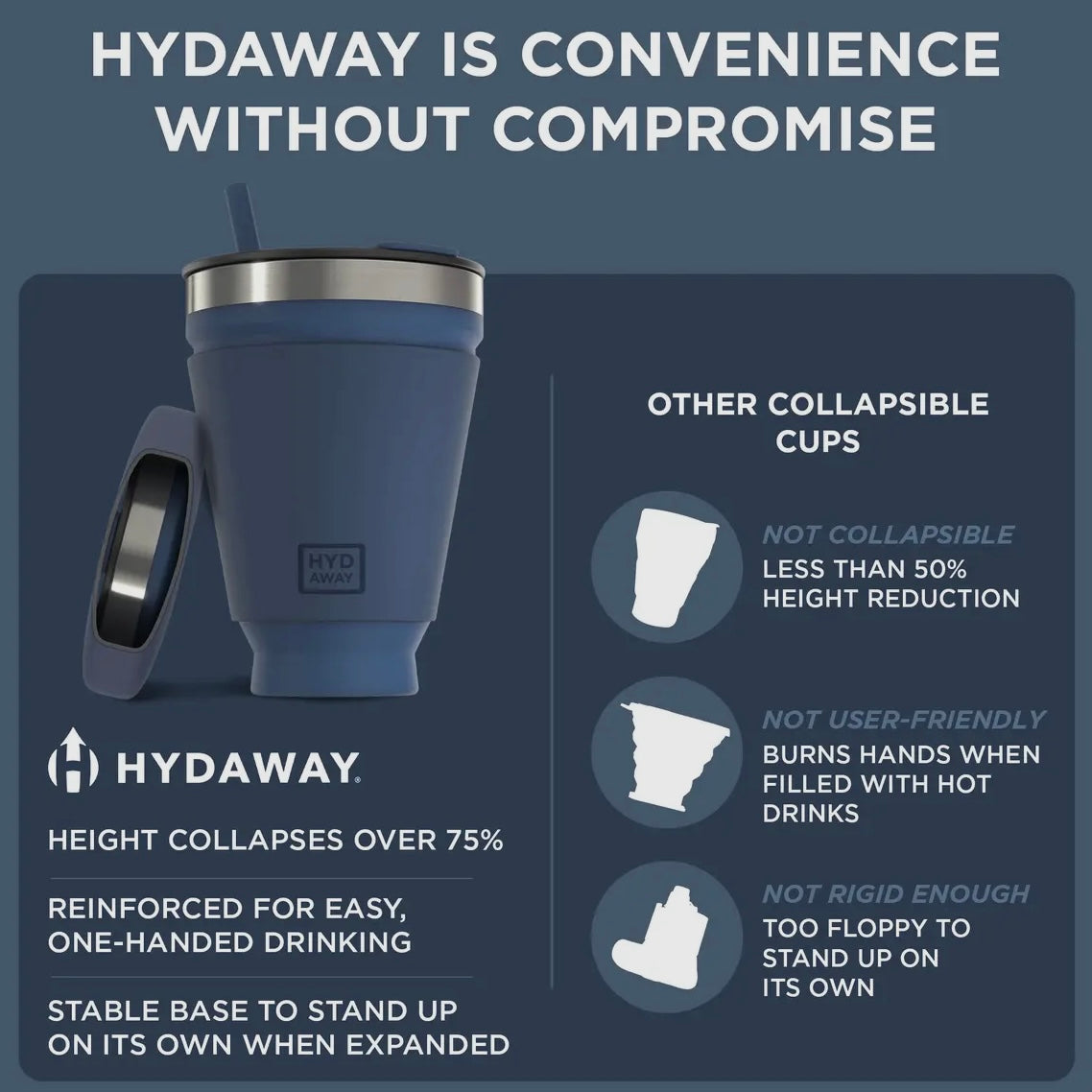 HYDAWAY Collapsible Insulated Tumbler - Jet Black