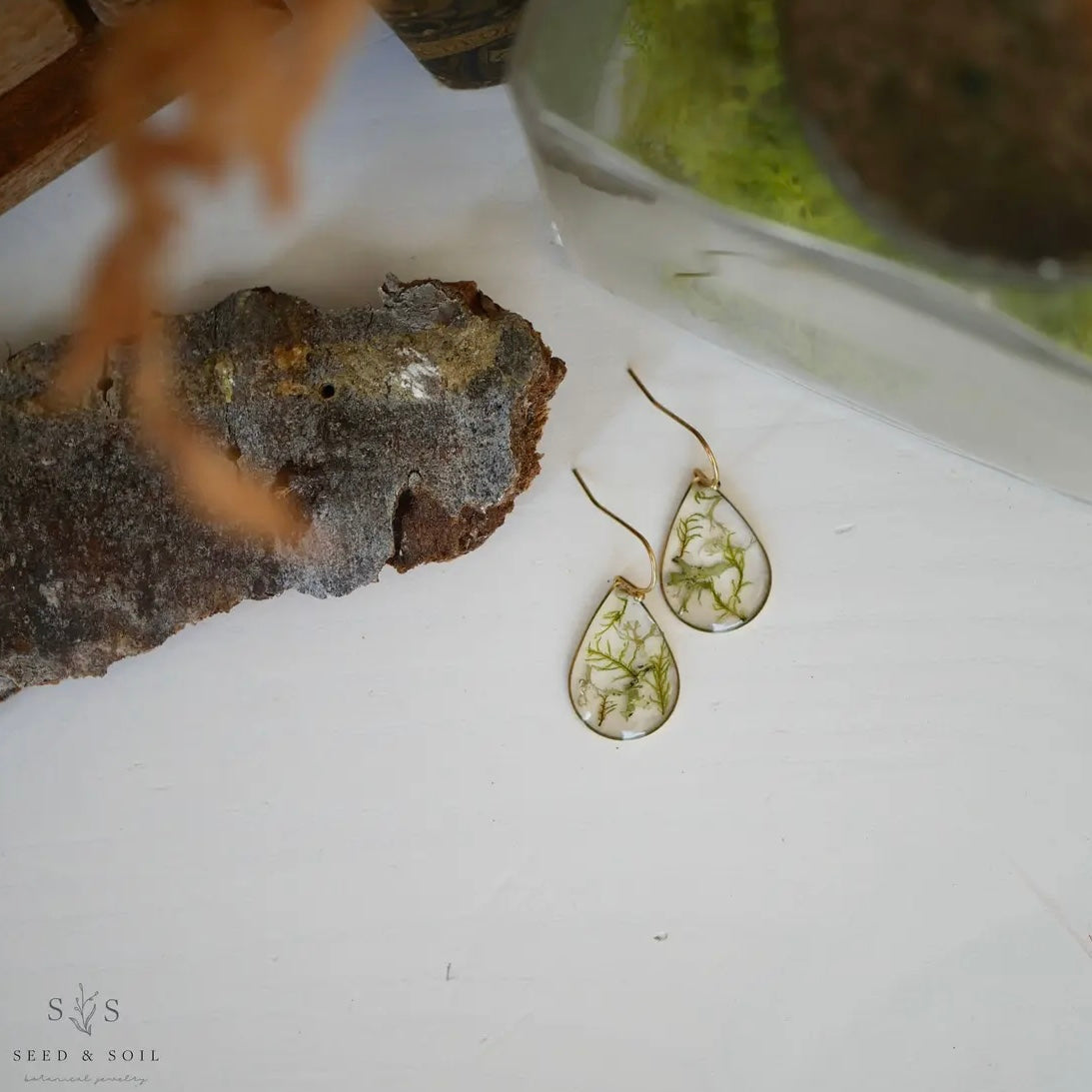 Seed & Soil Mossy Teardrop Dangles