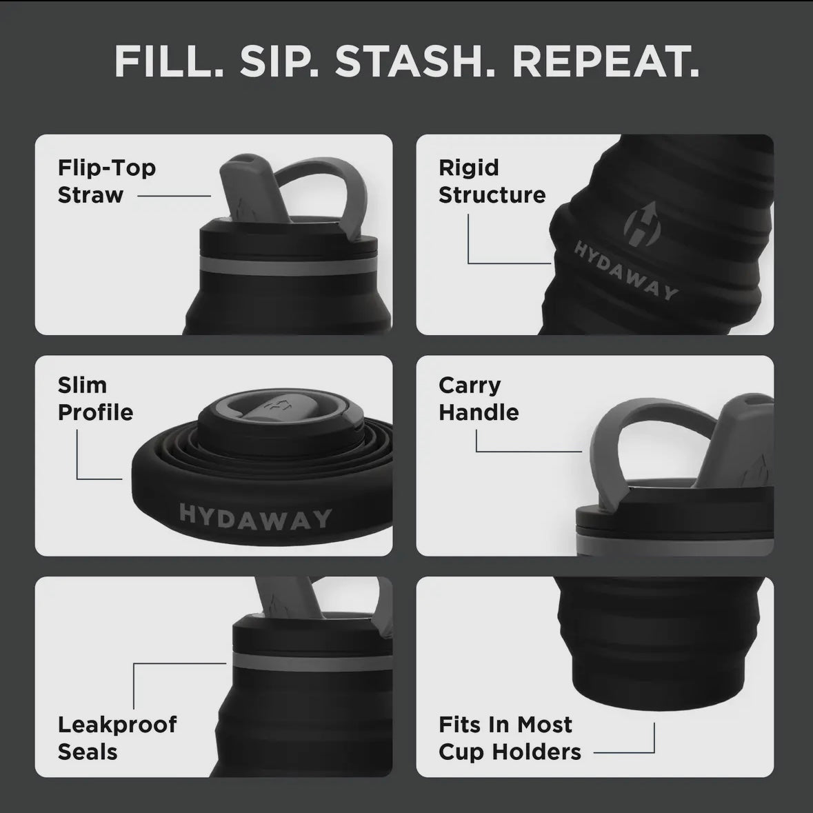 HYDAWAY Collapsible Water Bottle - 25oz