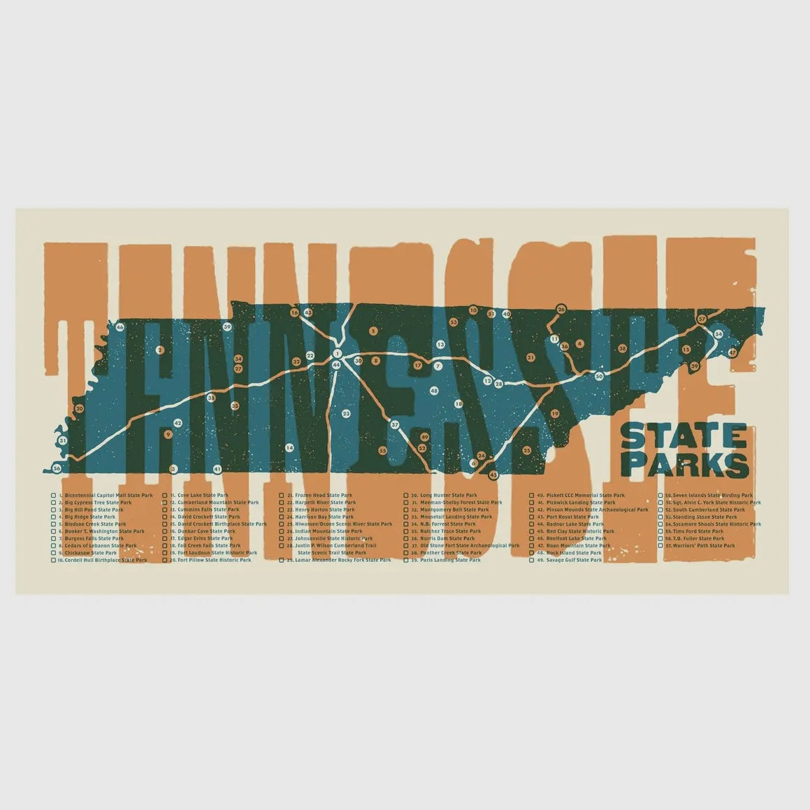 Tennessee State Parks - Parks Map Poster