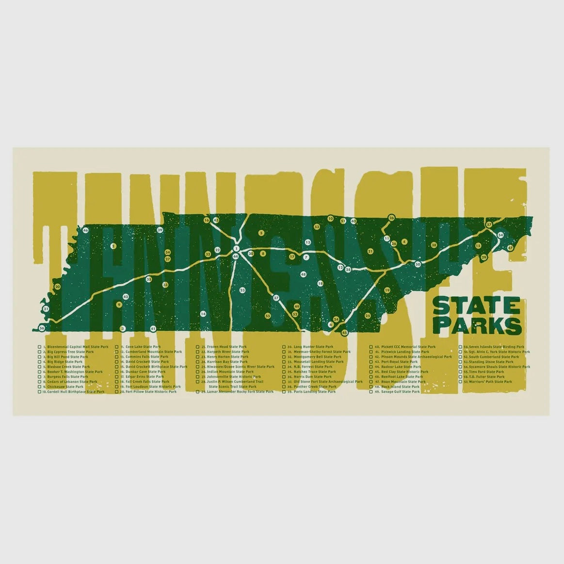 Tennessee State Parks - Parks Map Poster