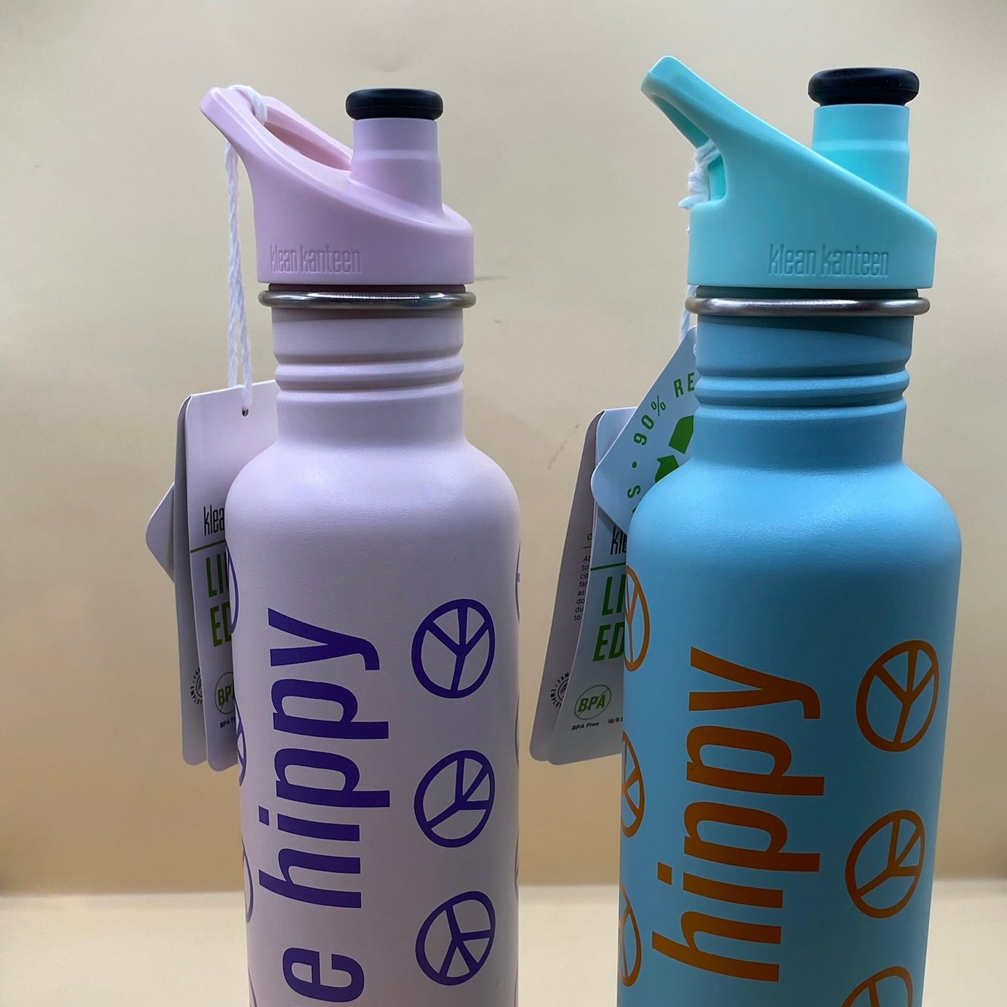 Be Hippy Peace Sign 27oz Watter Bottle