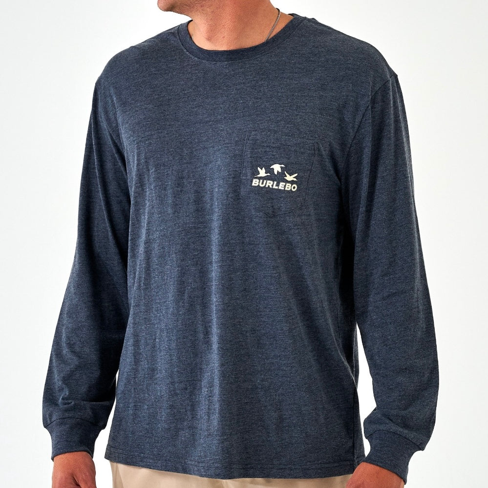 Burlebo Long Sleeve Tee Shotgun - Heather Navy