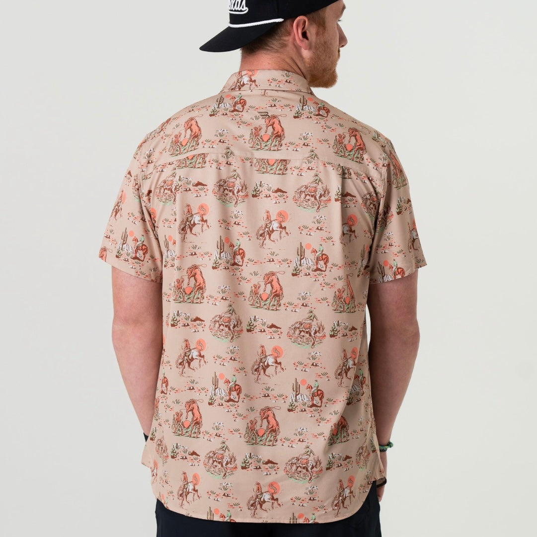 Burlebo Performance Button Up - Cowboy Up Khaki