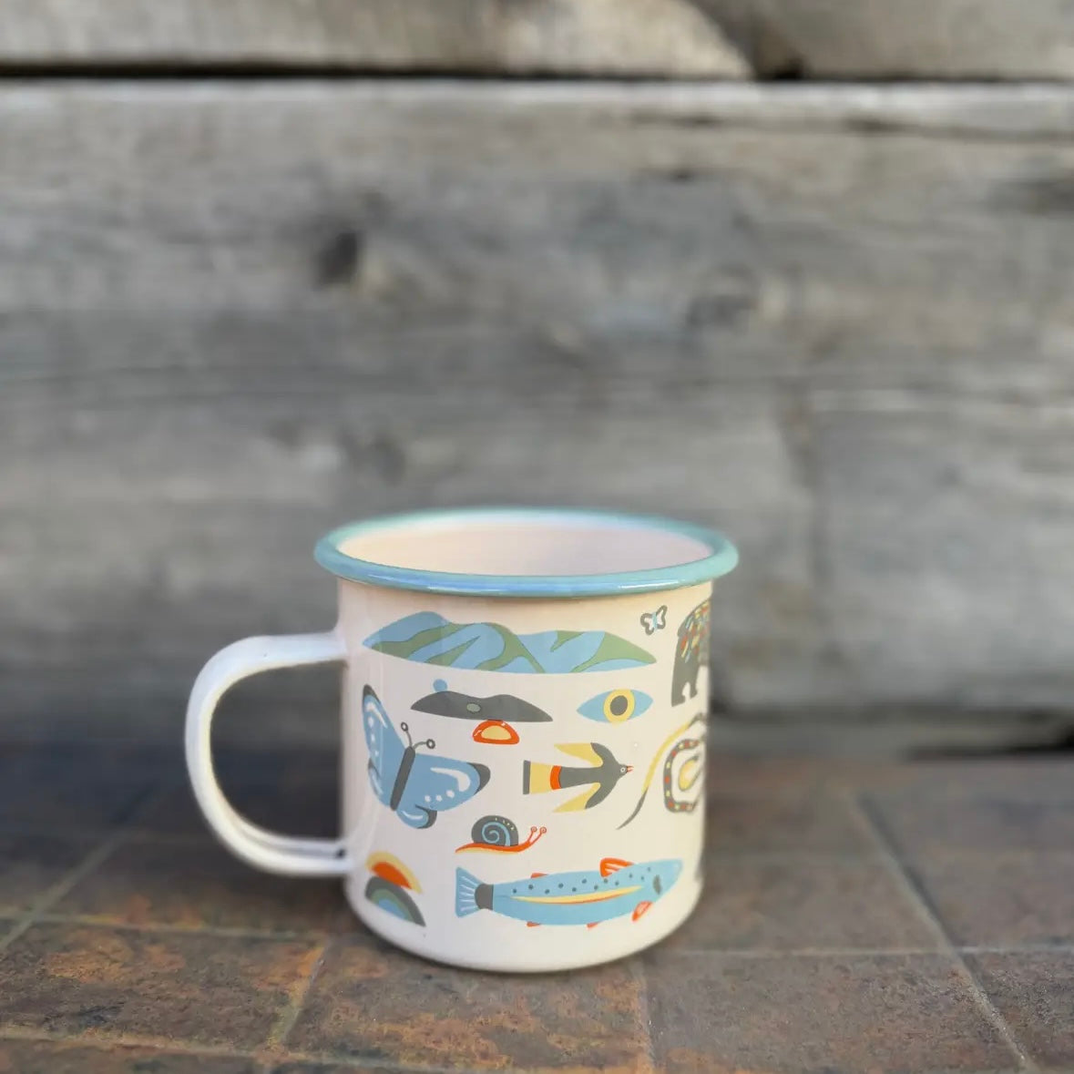 Trek Light Enamel Camp Mug Mountain Stream | 16oz | Trout