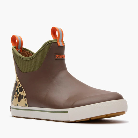 XTRATUF Men's Outdoors Fleece Lined Ankle Deck Boot in Bison / Duck Camo