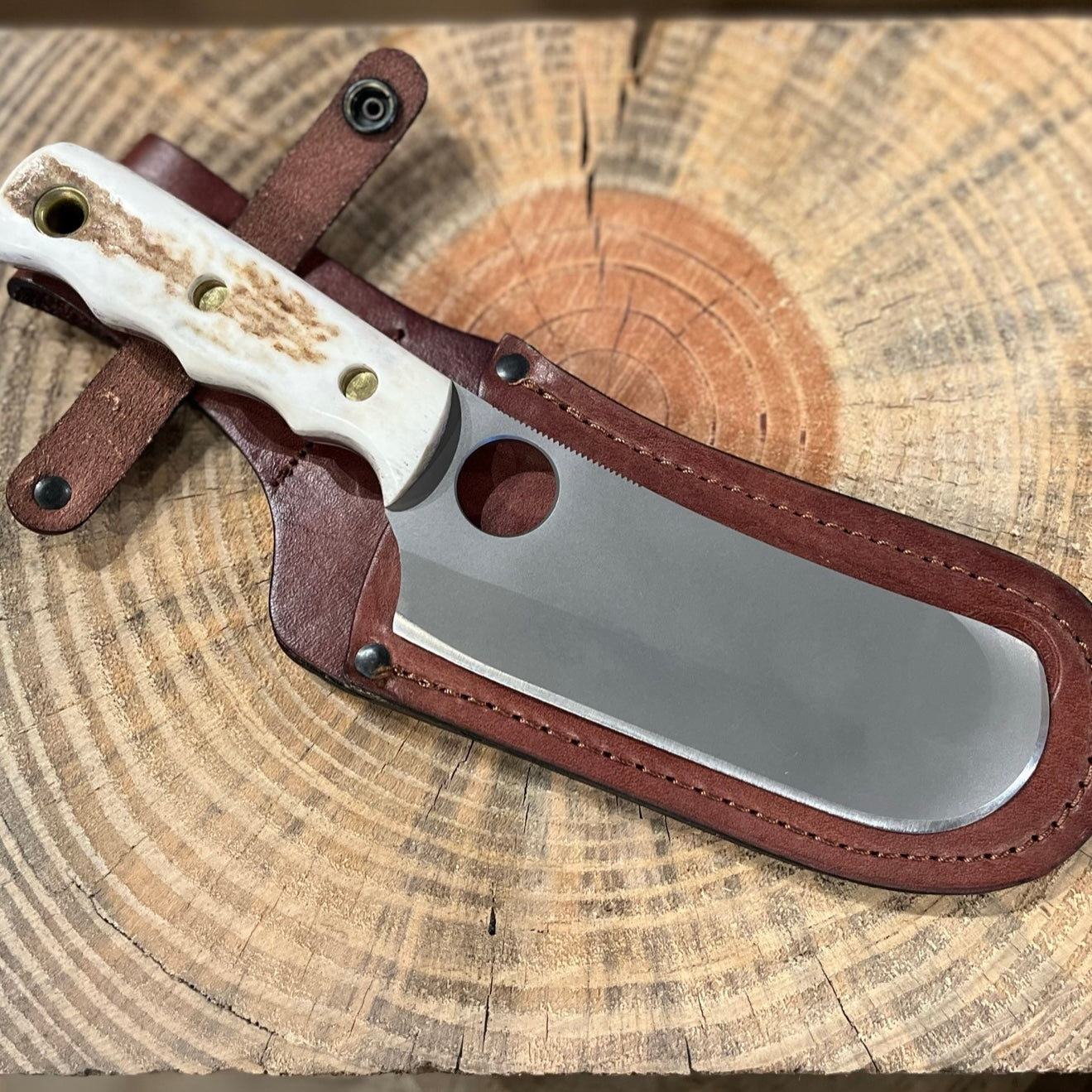 Knives of Alaska Brown Bear Skinner/Cleaver in genuine elk stag