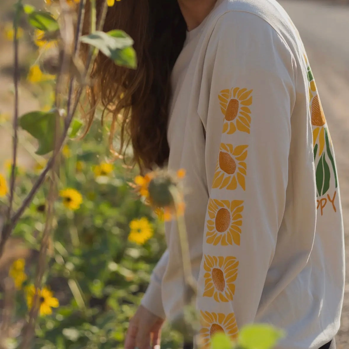 Happy Earth Sunflowers Long Sleeve Tee