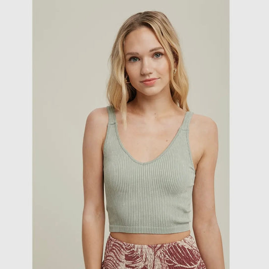 Seamless Ribbed Bralette in D.Sage