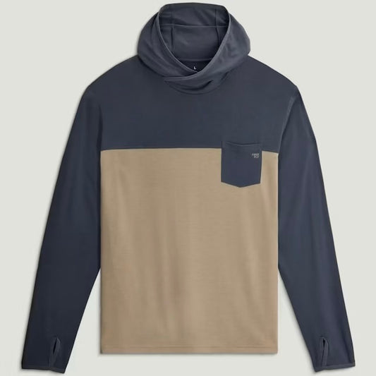 Free Fly Men's Bamboo Hybrid Hoodie - Storm Cloud / Desert Tan
