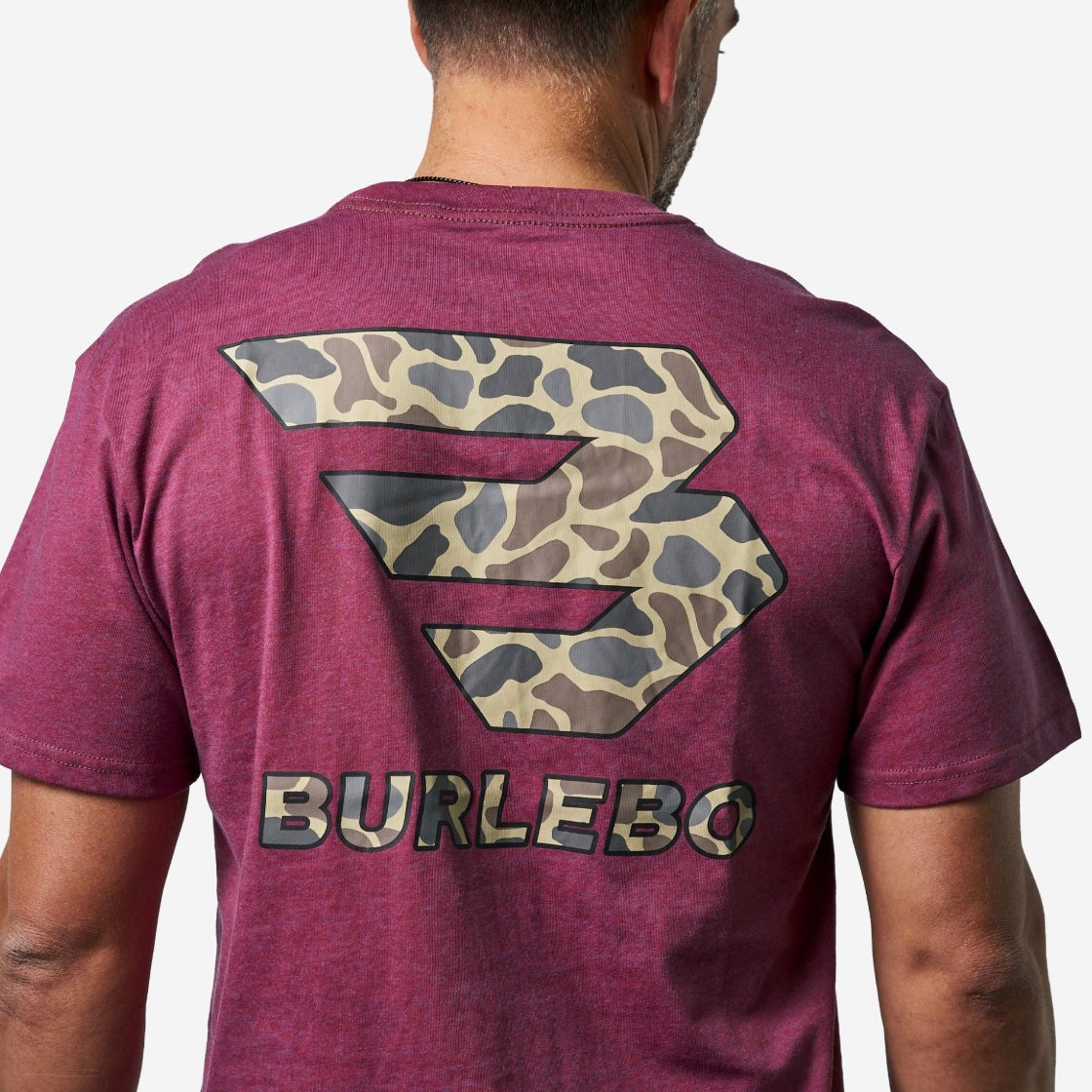 Burlebo Short Sleeve Tee - Flying B Classic Deer Camo - Heather Wine