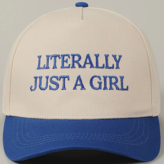 Literally Just A Girl Embroidery Two Tone Trucker Hat